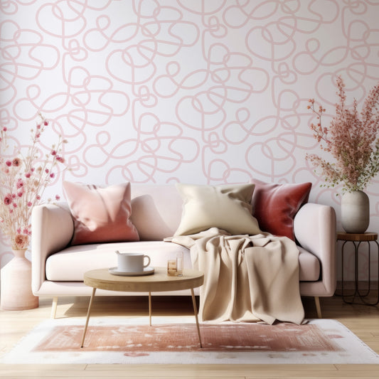 Abstract Curls Pink In Living Room With Pink Plant