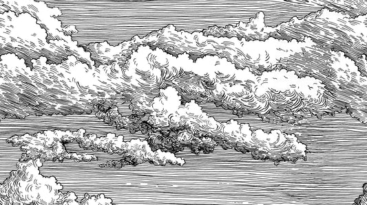 Abut - Black & White Monochrome Clouds Etched Wallpaper Mural