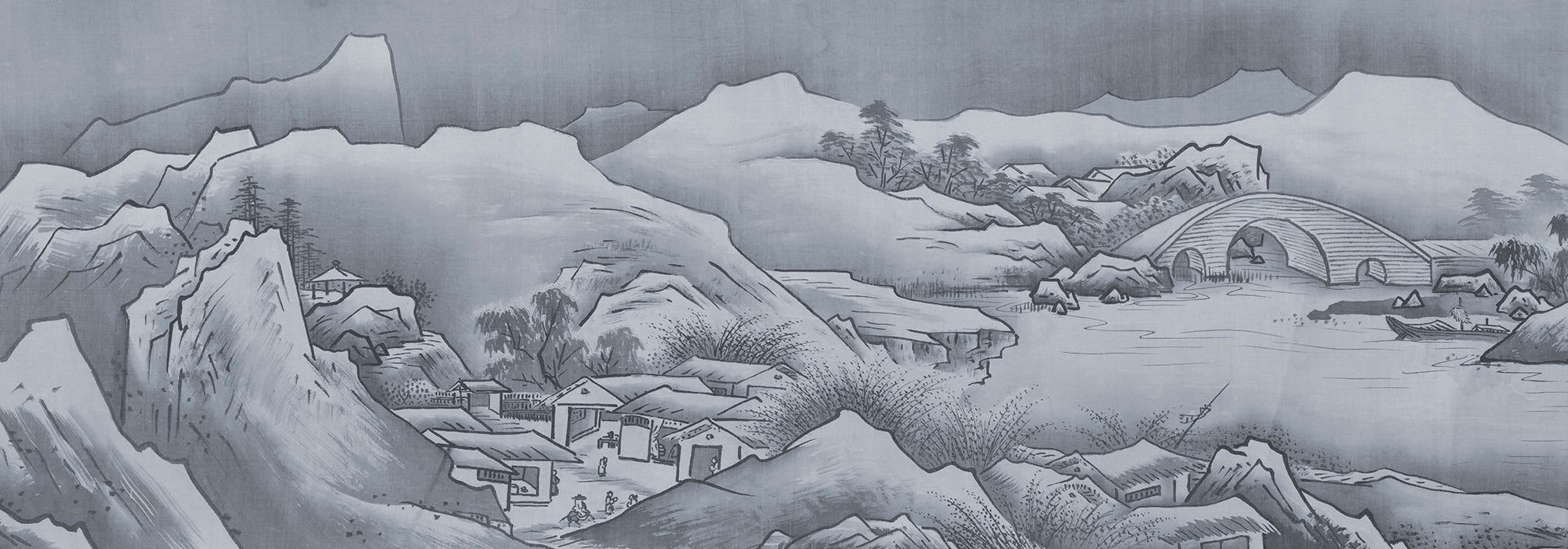 Inaka Grey Japanese Countryside Landscape Full Artwork