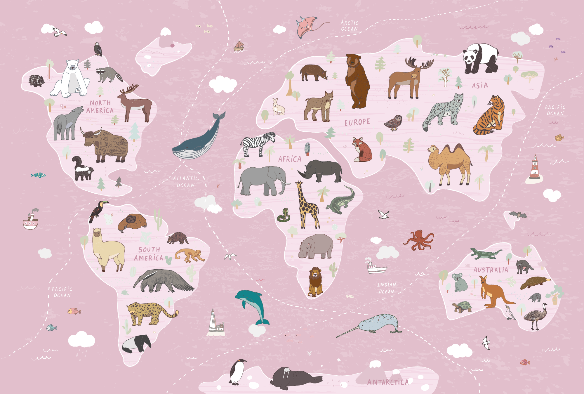 Animal_Kingdom_Atlas_Wallpaper_Mural_Artwork
