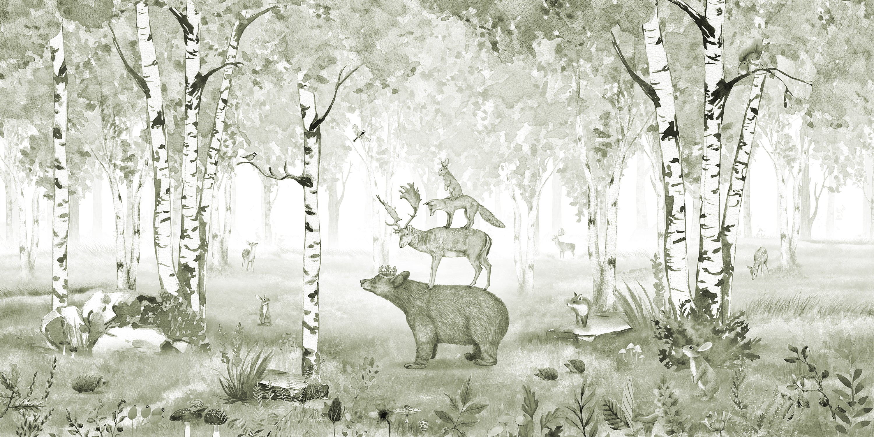Bear_King_Green_Wallpaper_Mural_Artwork