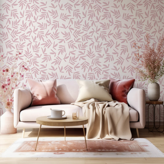 Blush Breeze In Living Room With Beige Sofa With Cushions