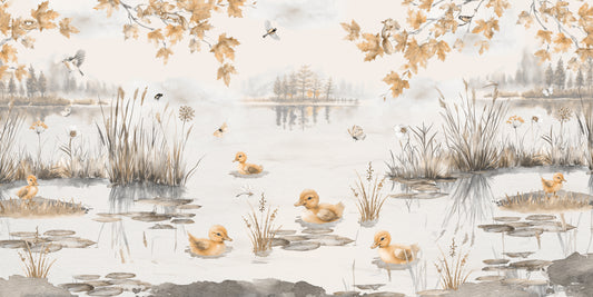 Puddles Autumn Ducklings Wallpaper