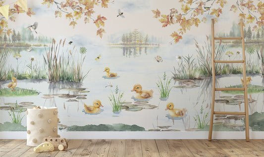 Puddles Spring Wallpaper in a Playroom