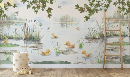 Puddles Summer Wallpaper in a Playroom