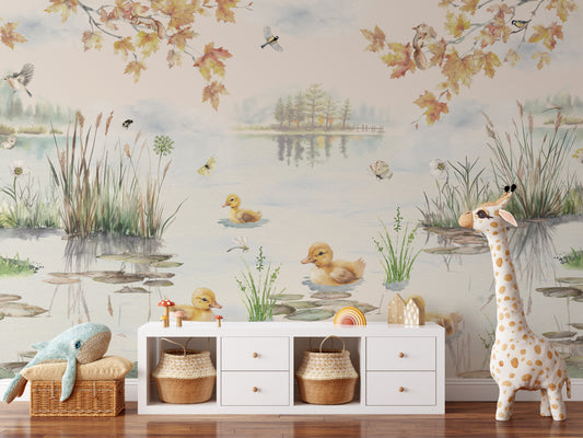 Puddles Spring Wallpaper in a Playroom