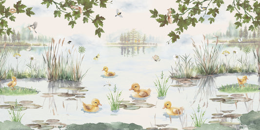 Puddles Summer Ducklings Wallpaper