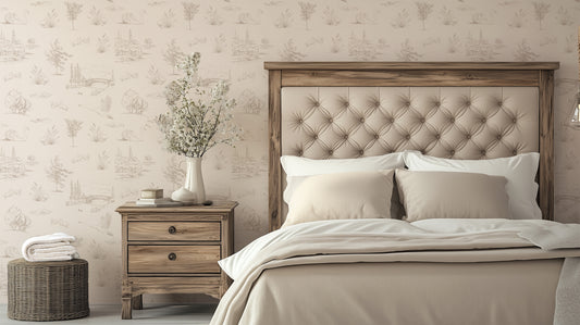 Eilph Wallpaper in a Bedroom With a Wooden Bed