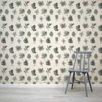 Evergreen Olive Wallpaper Grey Chair