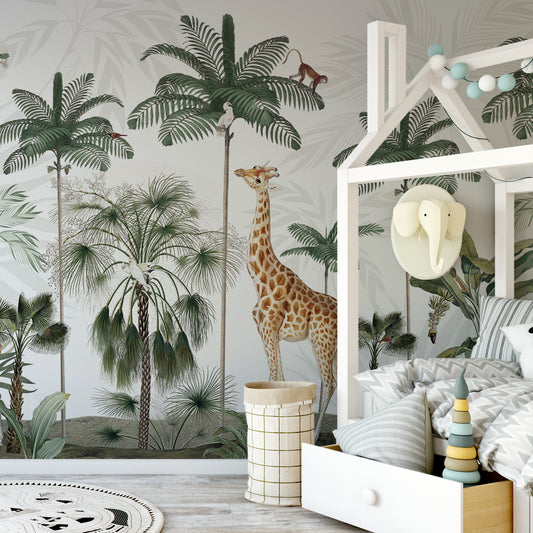 Gracious Giraffes Wallpaper In Kid's Elephant Bedroom