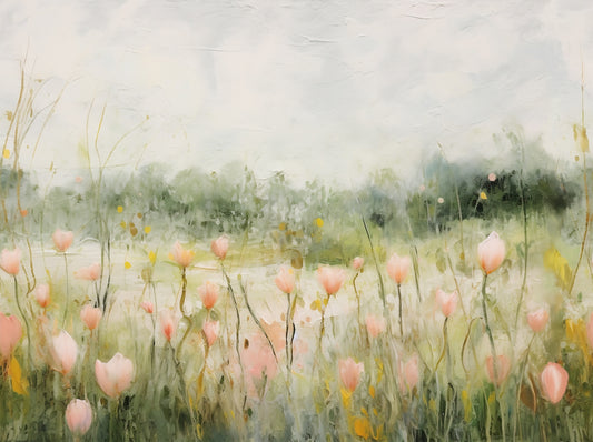 Maria Pink Tulip Meadow Wallpaper