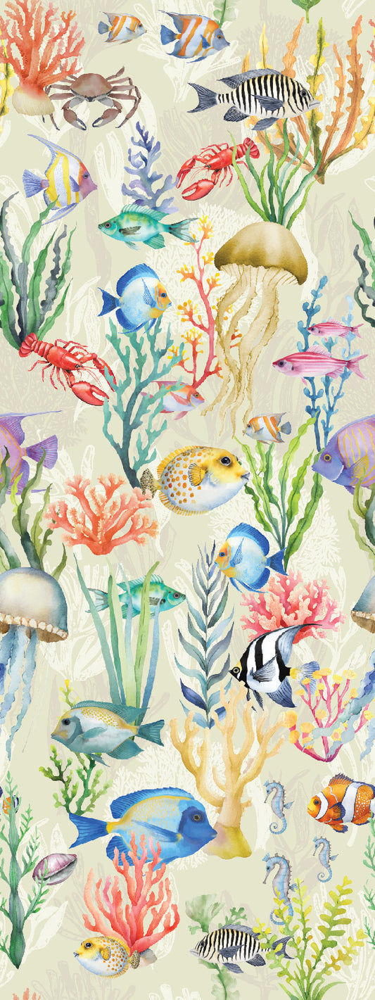 Nautilus Cream Underwater Fish Marine Life Full Pattern