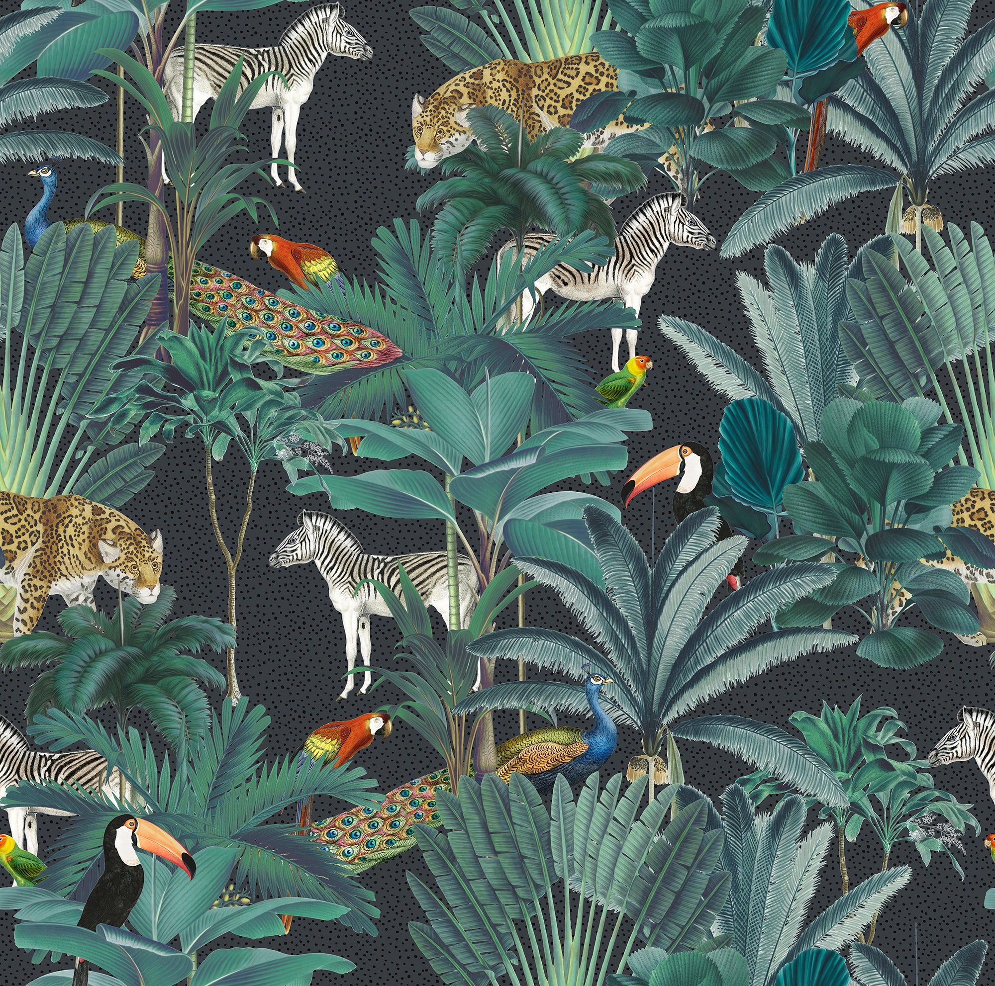 Paradise Garden Grey and Speckled-Mural_Artwork