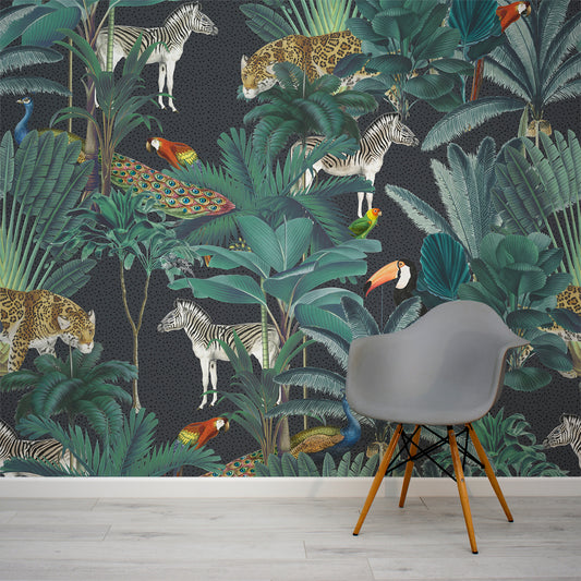 Paradise Garden Grey and Speckled Wallpaper With Grey Chair