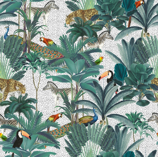 Paradise Garden White and Speckled-Mural_Artwork