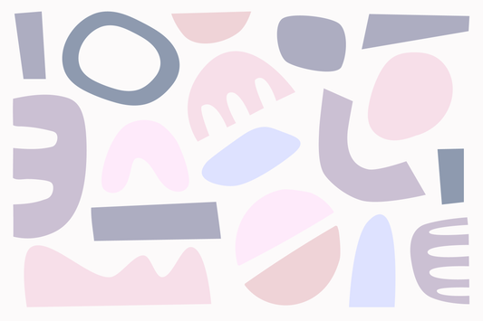 Papier Peint Panoramique Pastel Puzzles Mauve - Formes Découpées Abstraites Roses et Violettes