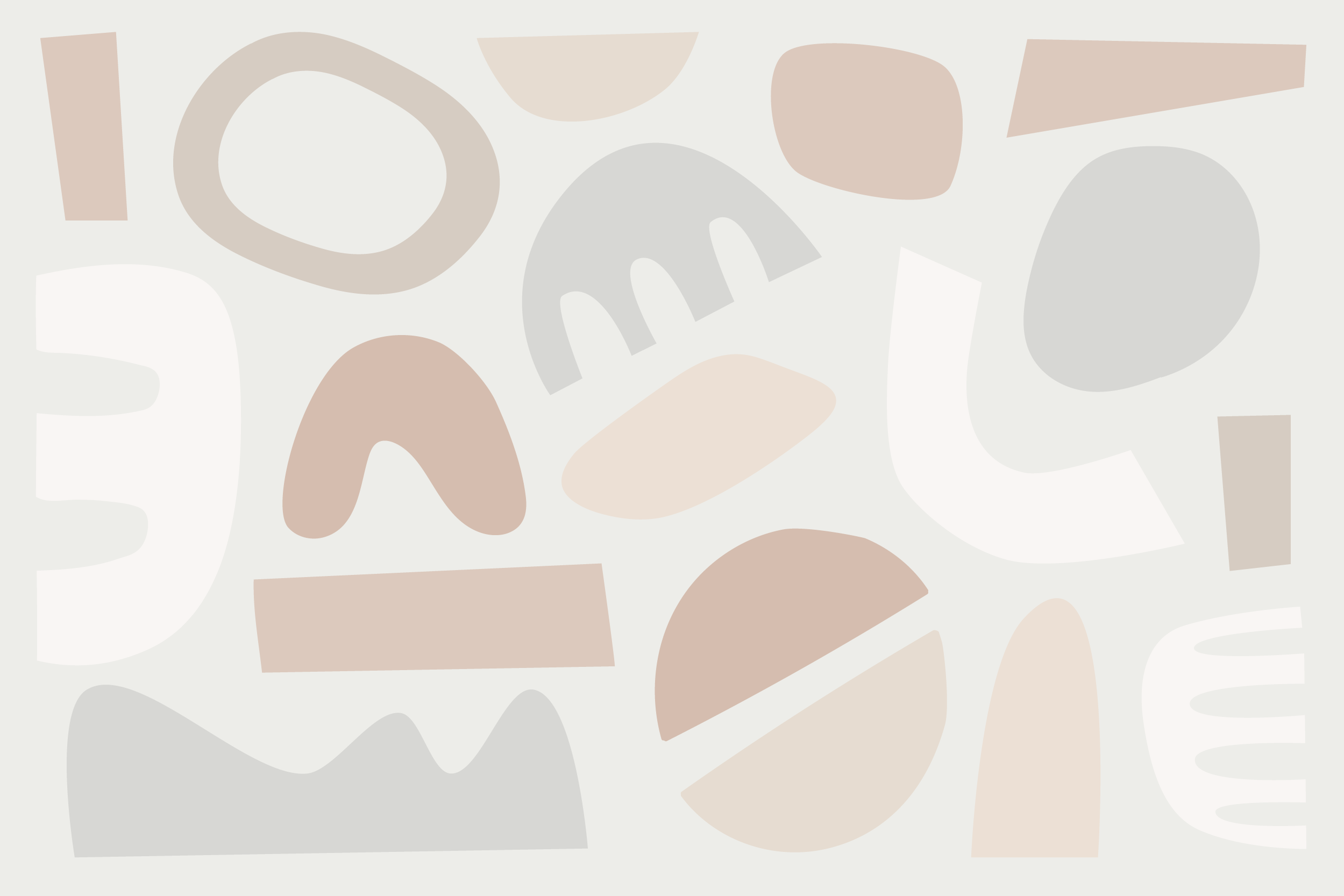 Pastel Puzzles Neutral - Calming Abstract Cut-Out Shapes Wallpaper Mural Full Artwork