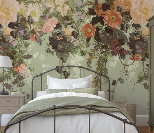 Fluer Tropical - Papier peint mural à fleurs vintage