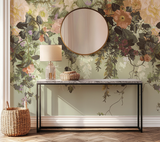 Fluer Tropical - Papier peint mural à fleurs vintage