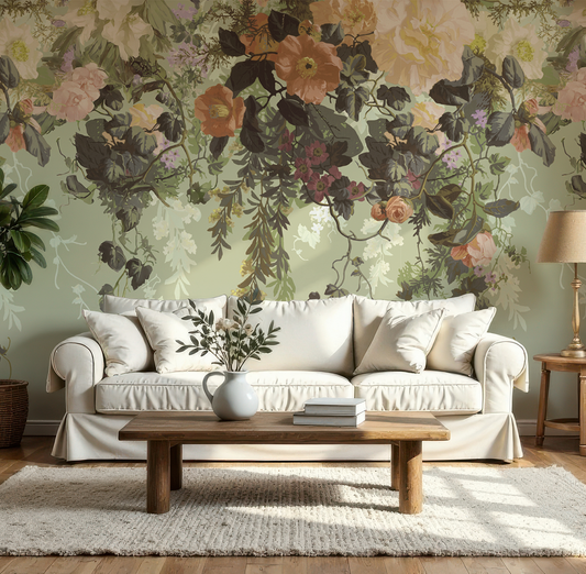Fluer Tropical - Papier peint mural à fleurs vintage