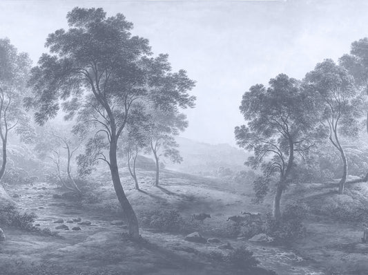 Royal Hudson - Toile Inspired Forest Landscape Painting Wallpaper Mural