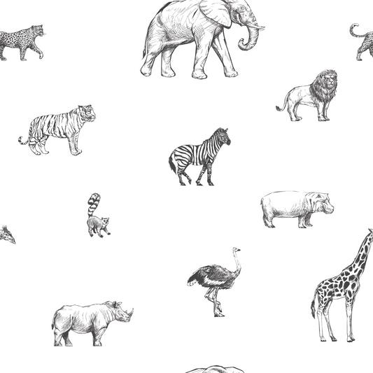 Safari_Sketchbook_Black_Wallpaper_Mural_Artwork