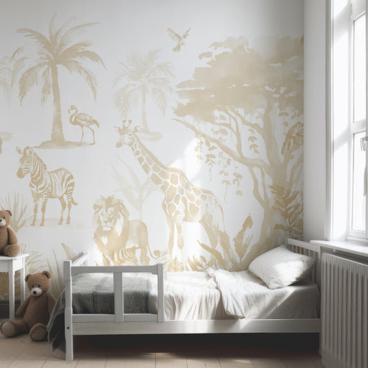 Sango Ecru In Child's Bedroom With Grey Bed And Two Brown Teddy Bears