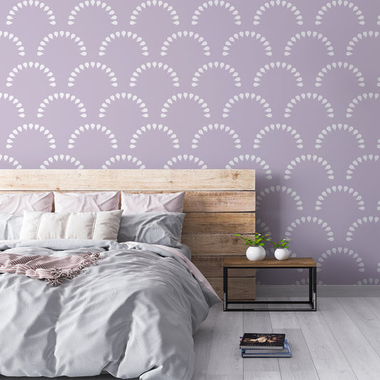 Scaled Droplets Lavender in Bedroom with grey flooring and plants