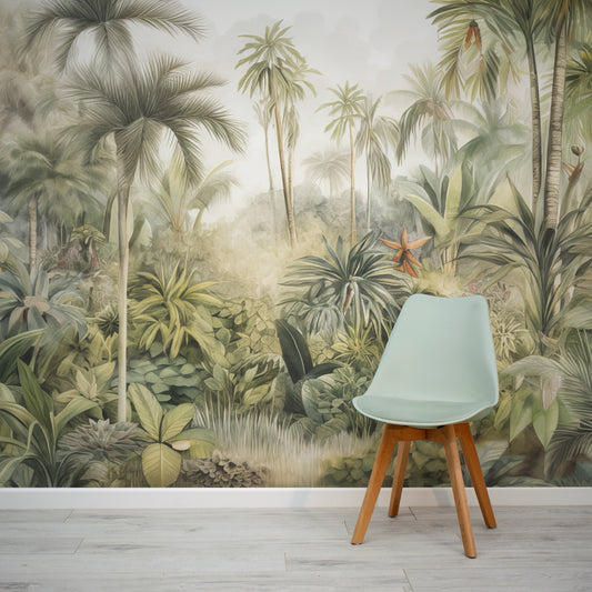 Tranquil Treescape Wallpaper In Room With Green Wallpaper