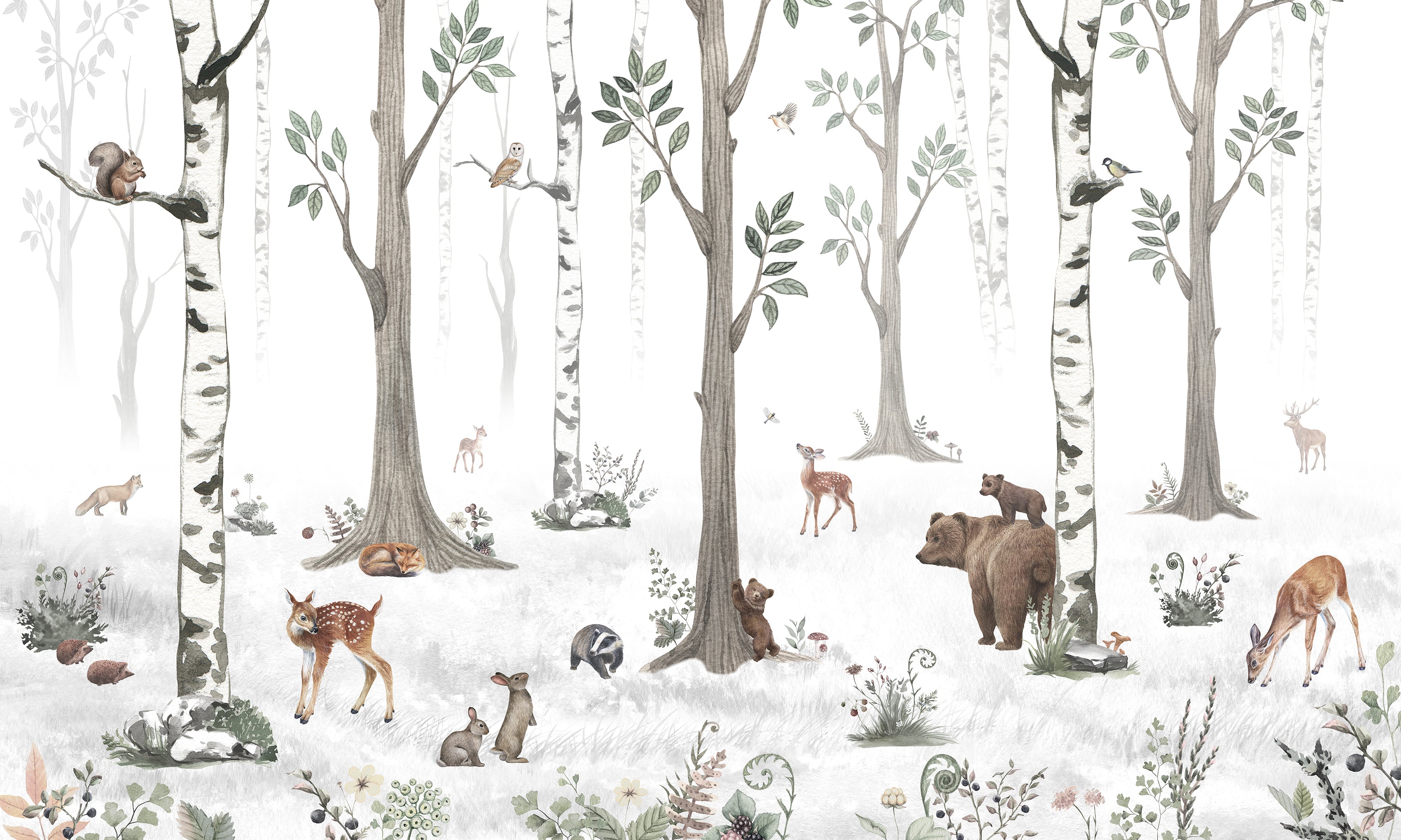 White_Forest_Wallpaper_Mural_Artwork
