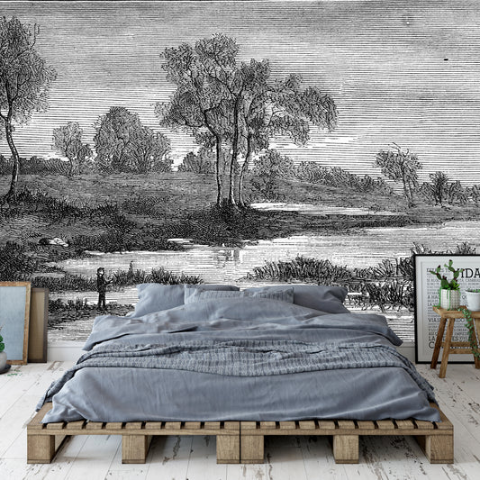 Angus Etched Wallpaper Mural - WallpaperMural.com