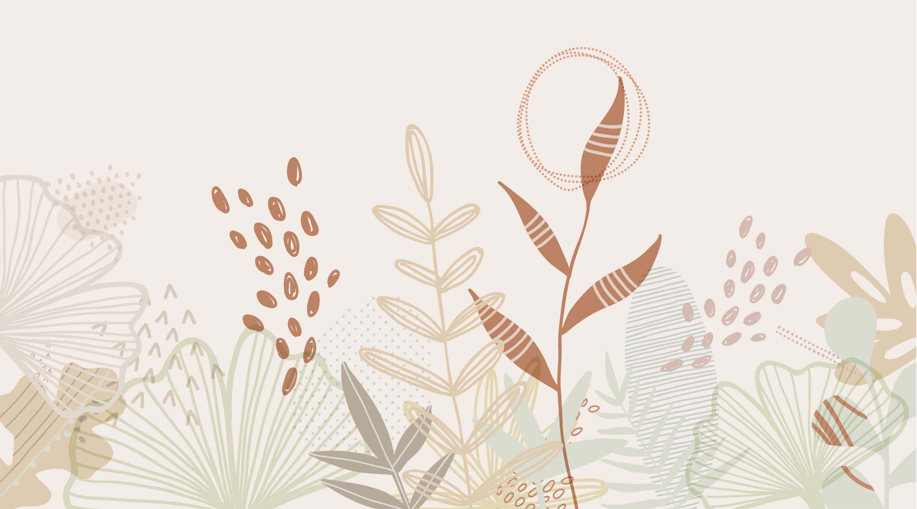 Ava Neutral - Papier peint beige feuillu neutre pour chambre d'enfant