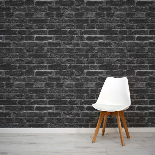 Black brick effect design wall mural by WallpaperMural.com