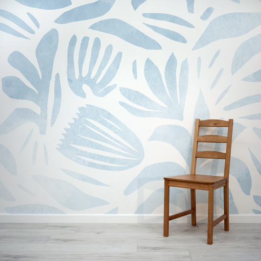 Blue and white Scandinavian wallpaper mural