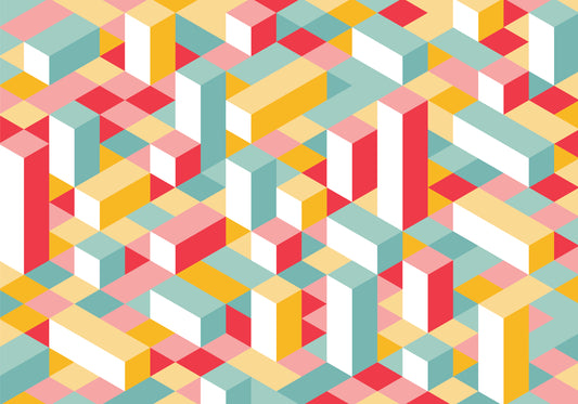 Burga - Papier Peint Fresque Abstrait Bloc Cube Multicolore