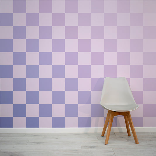 Checkmate Pixie - Papier Peint Fresque Damier Dégradé Violet