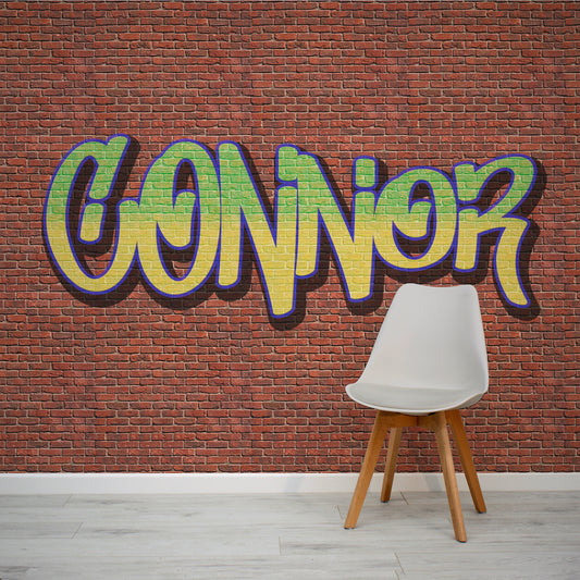 Daze Personalised Graffiti Wallpaper Mural with Grey Chair