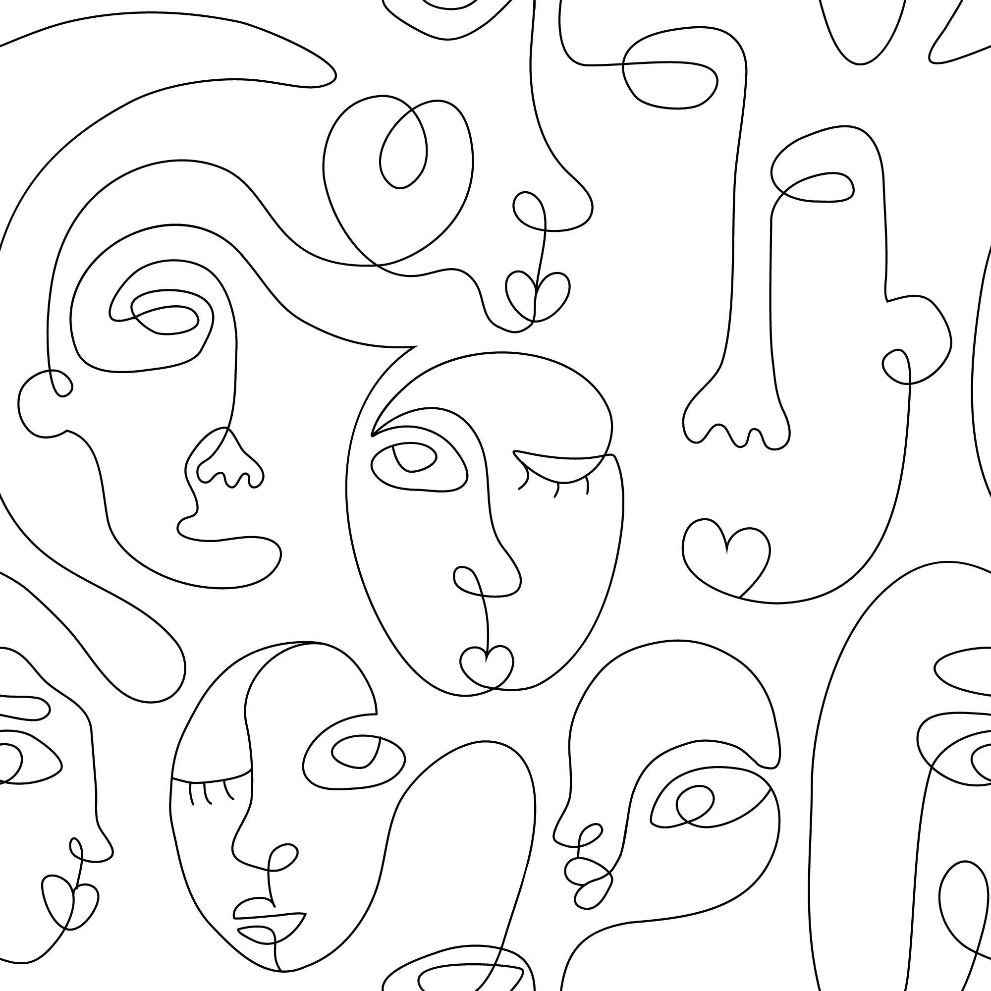Diem - Papier Peint Fresque Coeur d'Amour Visages Abstraits