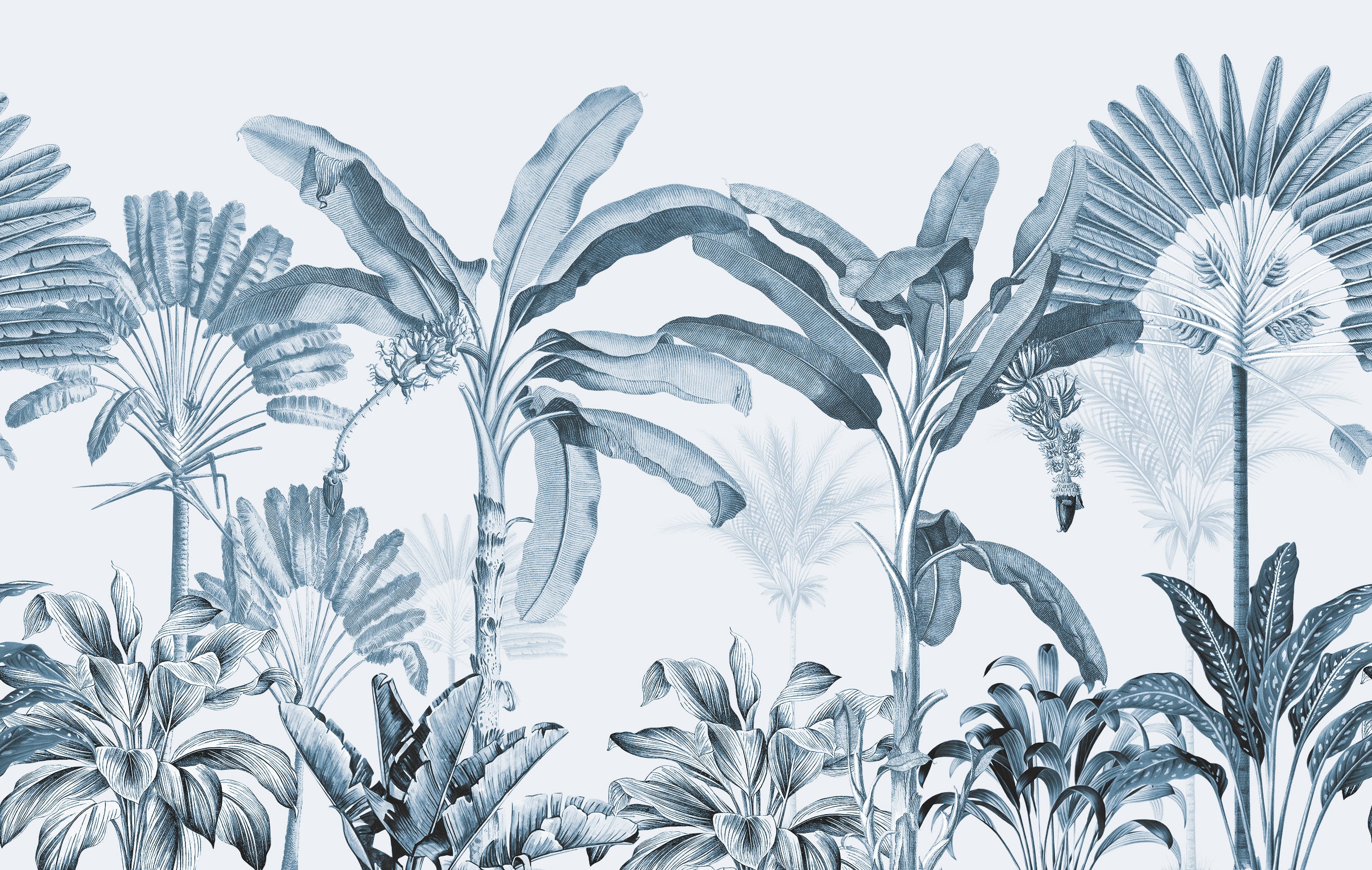 Blue tropical scene wallpaper mural
