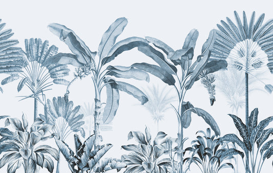 Blue tropical scene wallpaper mural