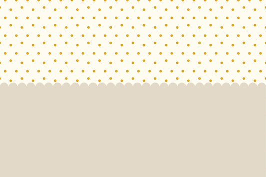 Dotty Scallops Beige - Neutral Scalloped Edge with Mustard Dots Wallpaper Mural Full Artwork