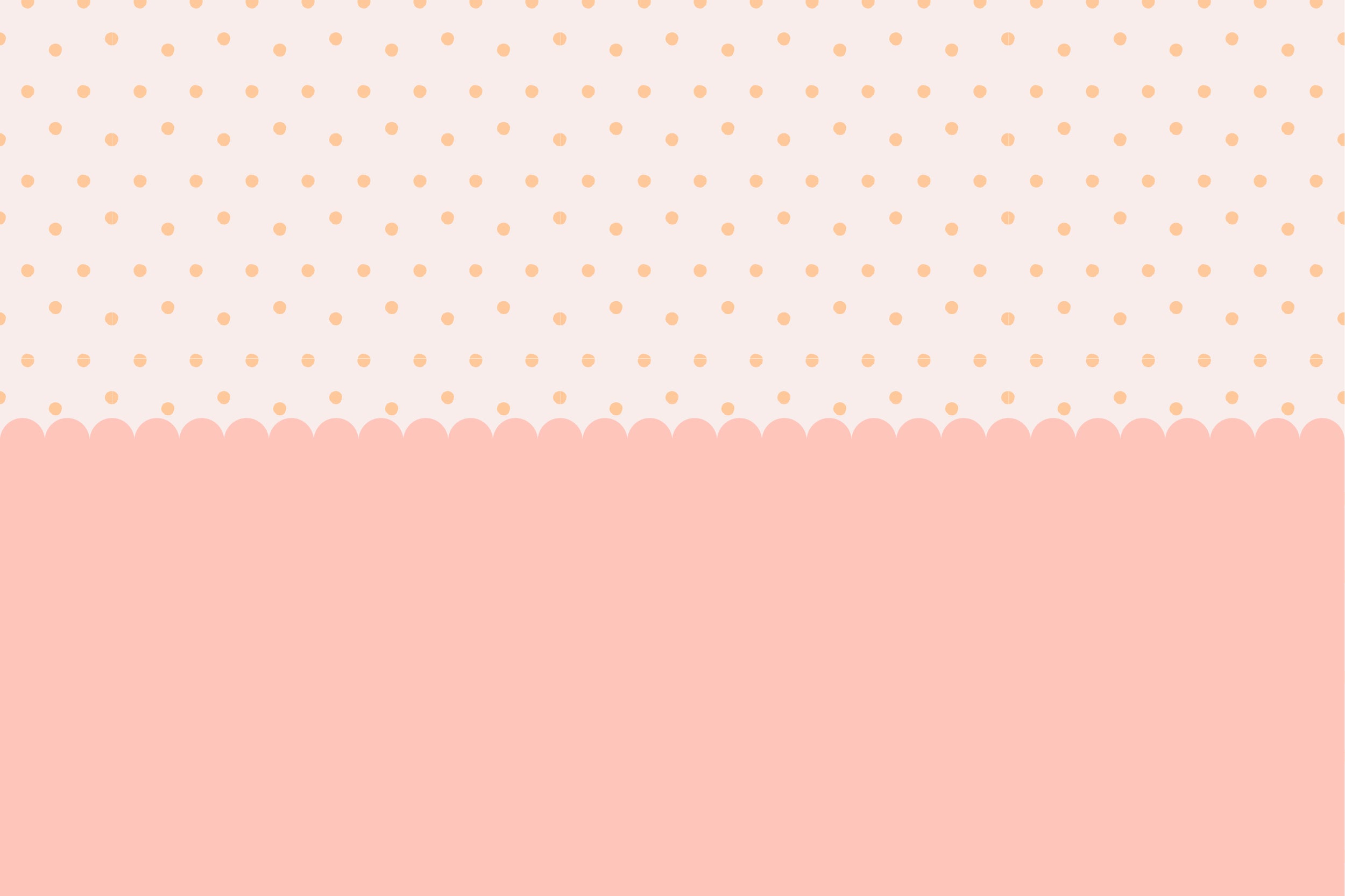 Dotty Scallops Pink - Pink Scalloped Edge with Yellow Dots Wallpaper Mural Full Mural