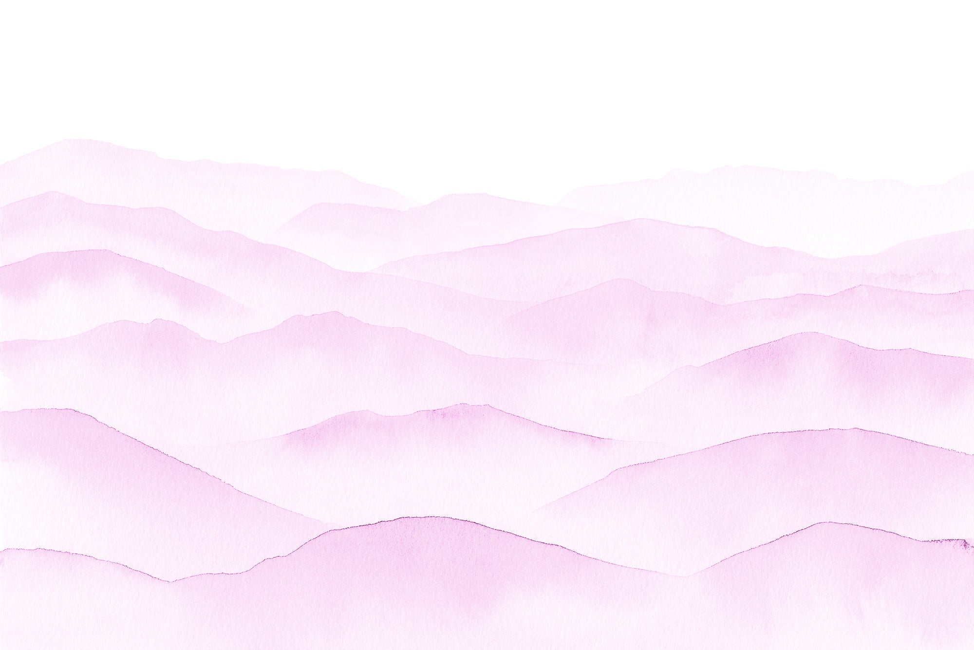 Fjelle Rose - Pink Watercolour Mountains Painting Wallpaper Mural