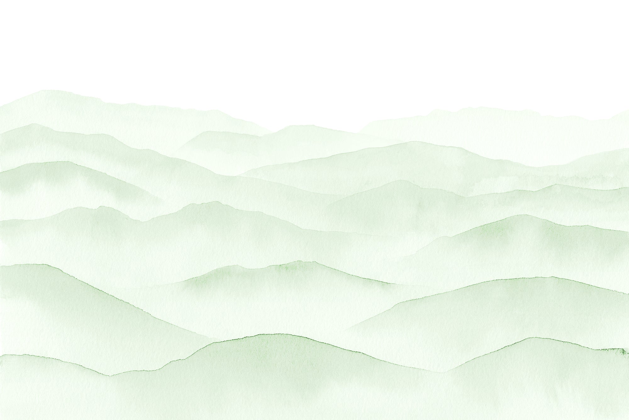 Fjelle Sage Green Watercolour Mountains Painting Wallpaper Mural Artwork by WallpaperMural