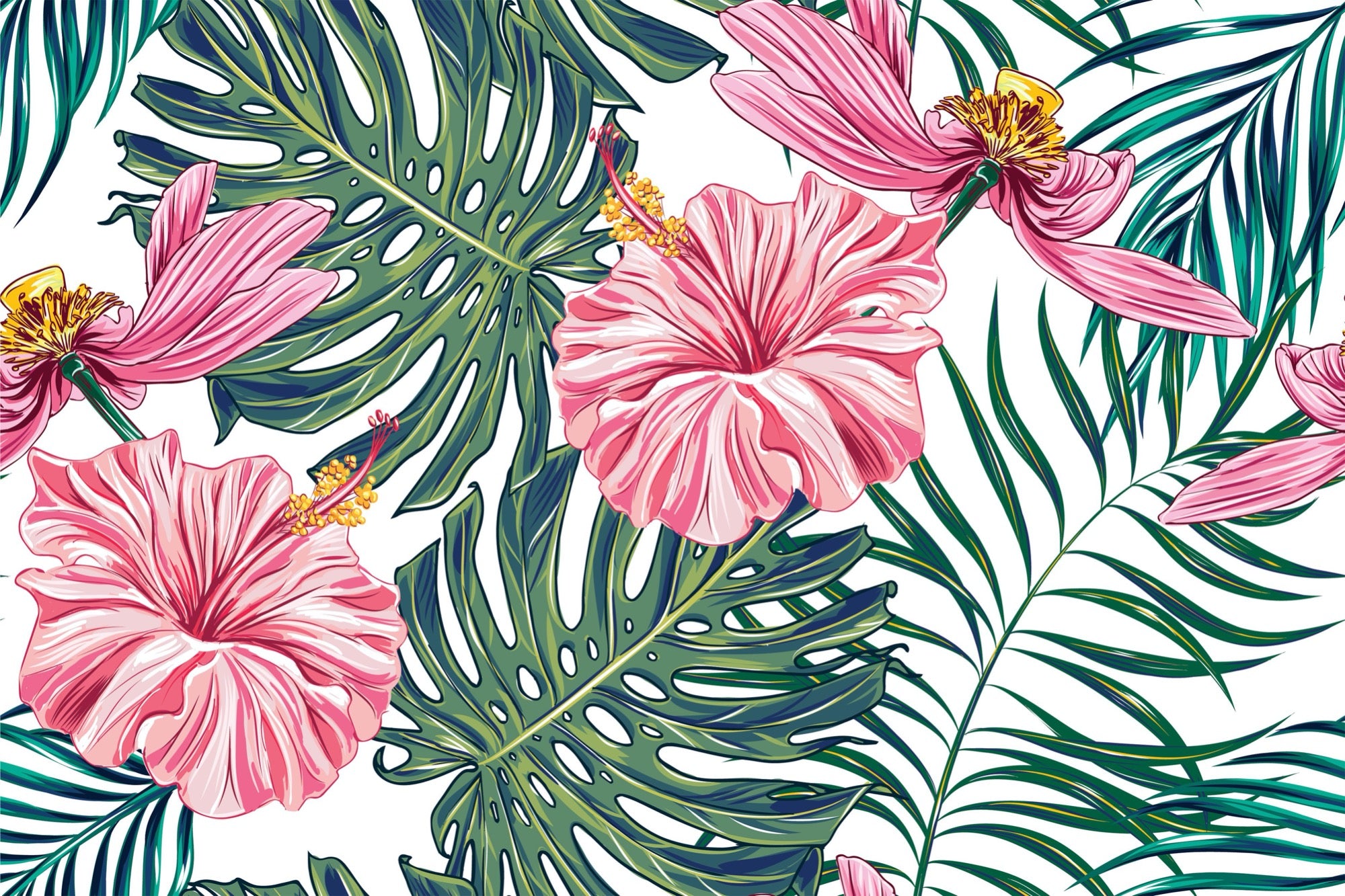 Hibiscus wallpaper mural | WallpaperMural.com