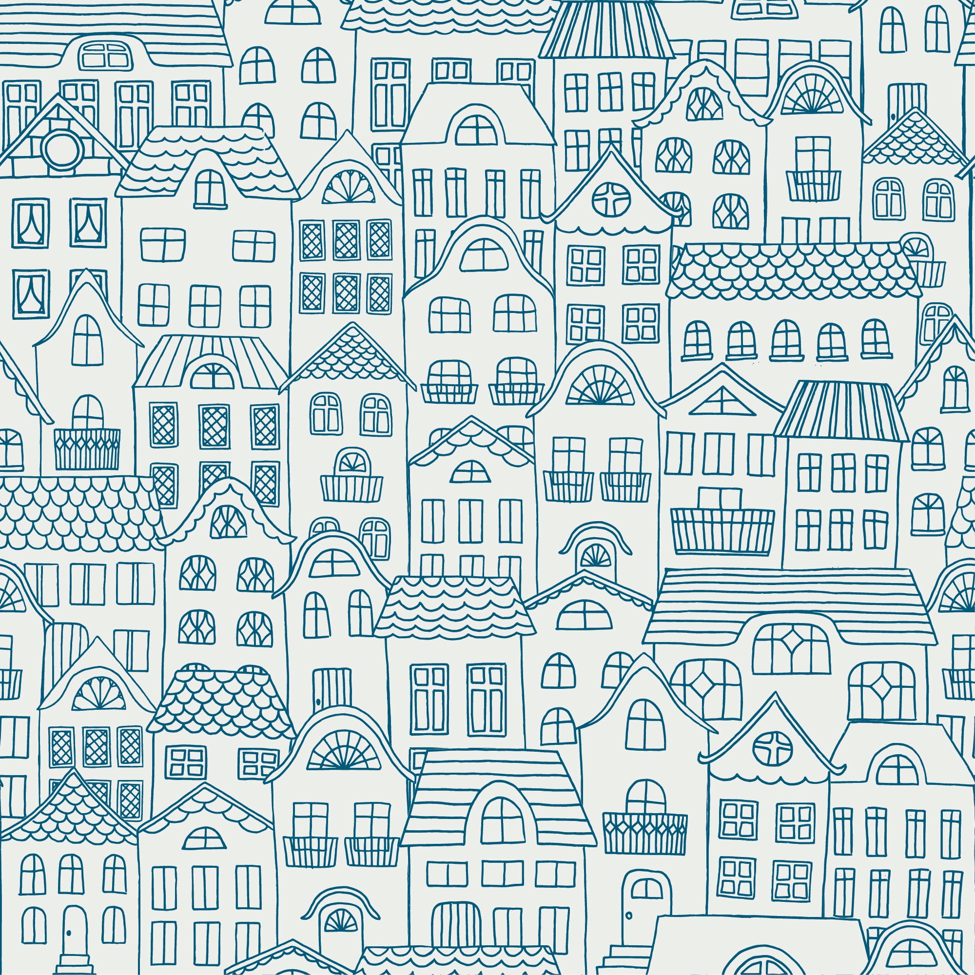 Hygge - Papier Peint Fresque Motif Petites Maisons