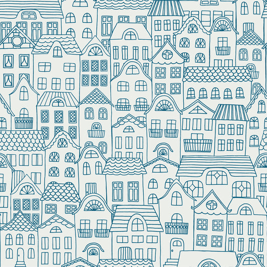 Hygge - Papier Peint Fresque Motif Petites Maisons