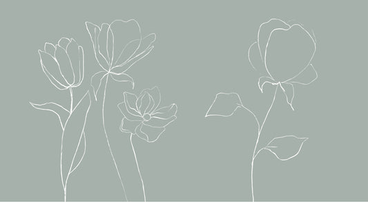 Sage Green Floral Flower Wallpaper Mural