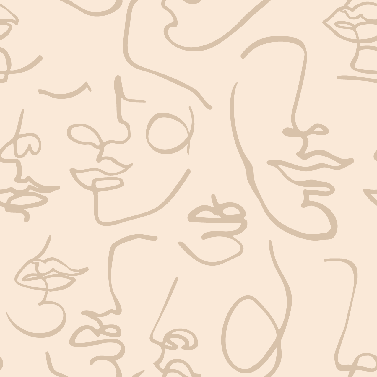 Monet Nu - Papier peint Dessin au Trait Abstrait Beige