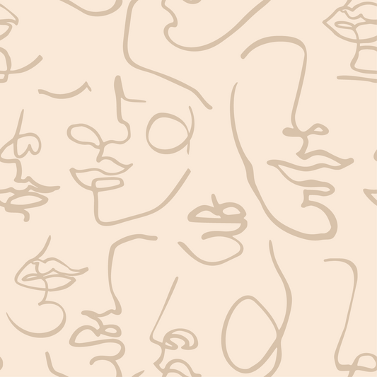 Monet Nu - Papier peint Dessin au Trait Abstrait Beige